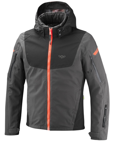 Blouson Textile Moto IXON Burning noir-rouge fluo