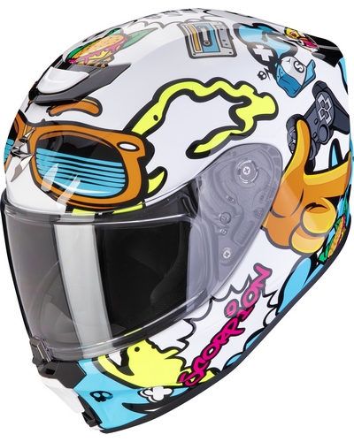 Casque Enfant SCORPION EXO Exo-JNR Fun blanc-bleu