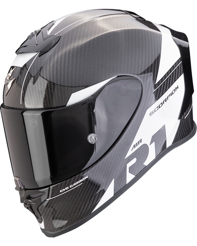 Casque Intégral Moto SCORPION EXO EXO-R1 evo Carbon air Rally noir-blanc